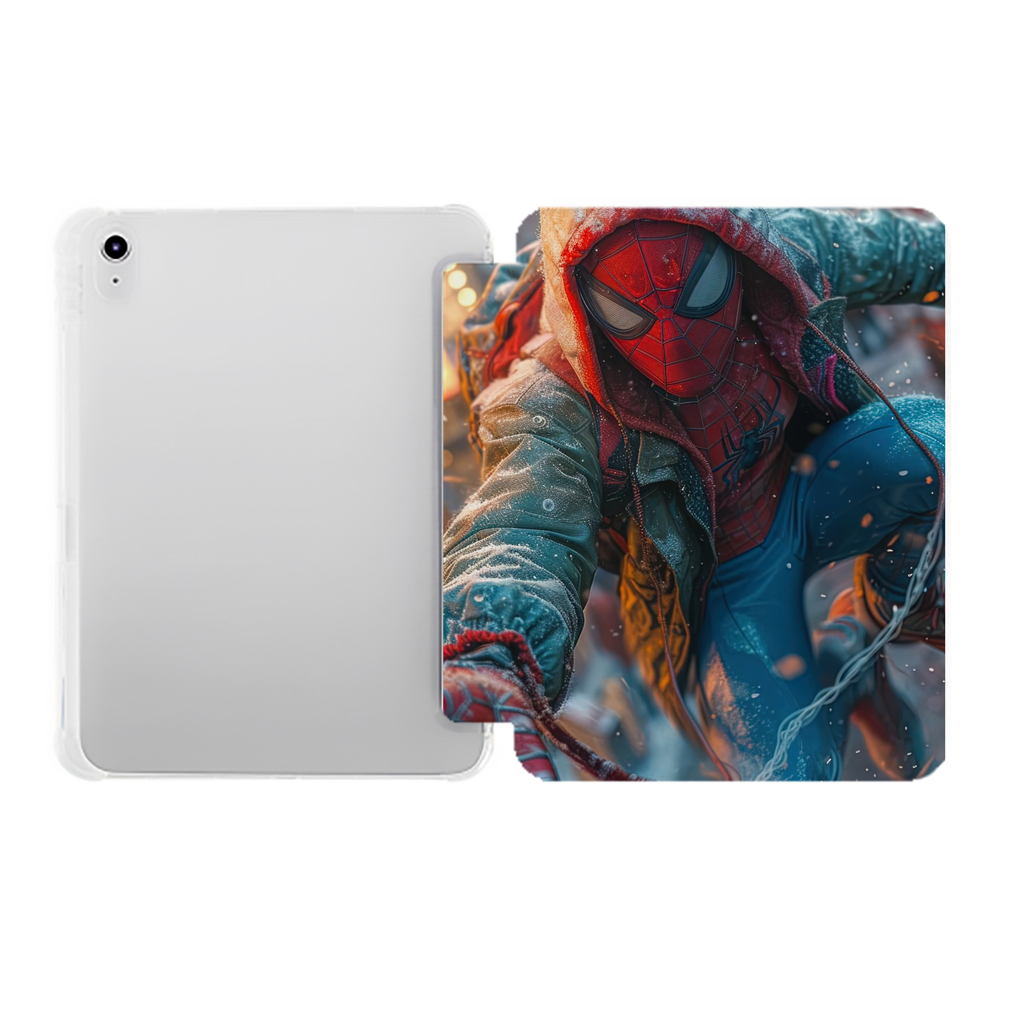 （画像用） Spider Man スパイダーマン IPad ケース ペン収納付き 三つ折りスタンド PUレザー×シリコン 対応機種9.5/10.5/10.9インチ